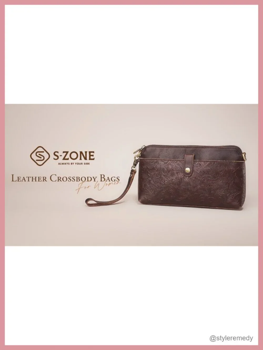 Full Grain Leather Crossbody Purse RFID Blocking Cell Phone Wallet Detachable